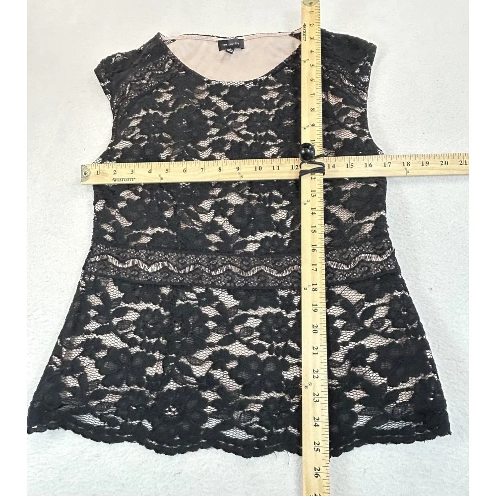 The Limited Peplum Blouse Women Large Black Floral Lace Professional Elegant